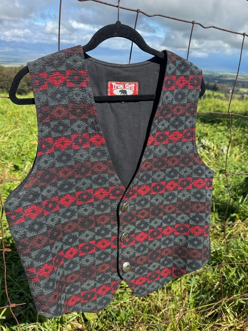 Vintage True Grit Western Tapestry Button up Vest